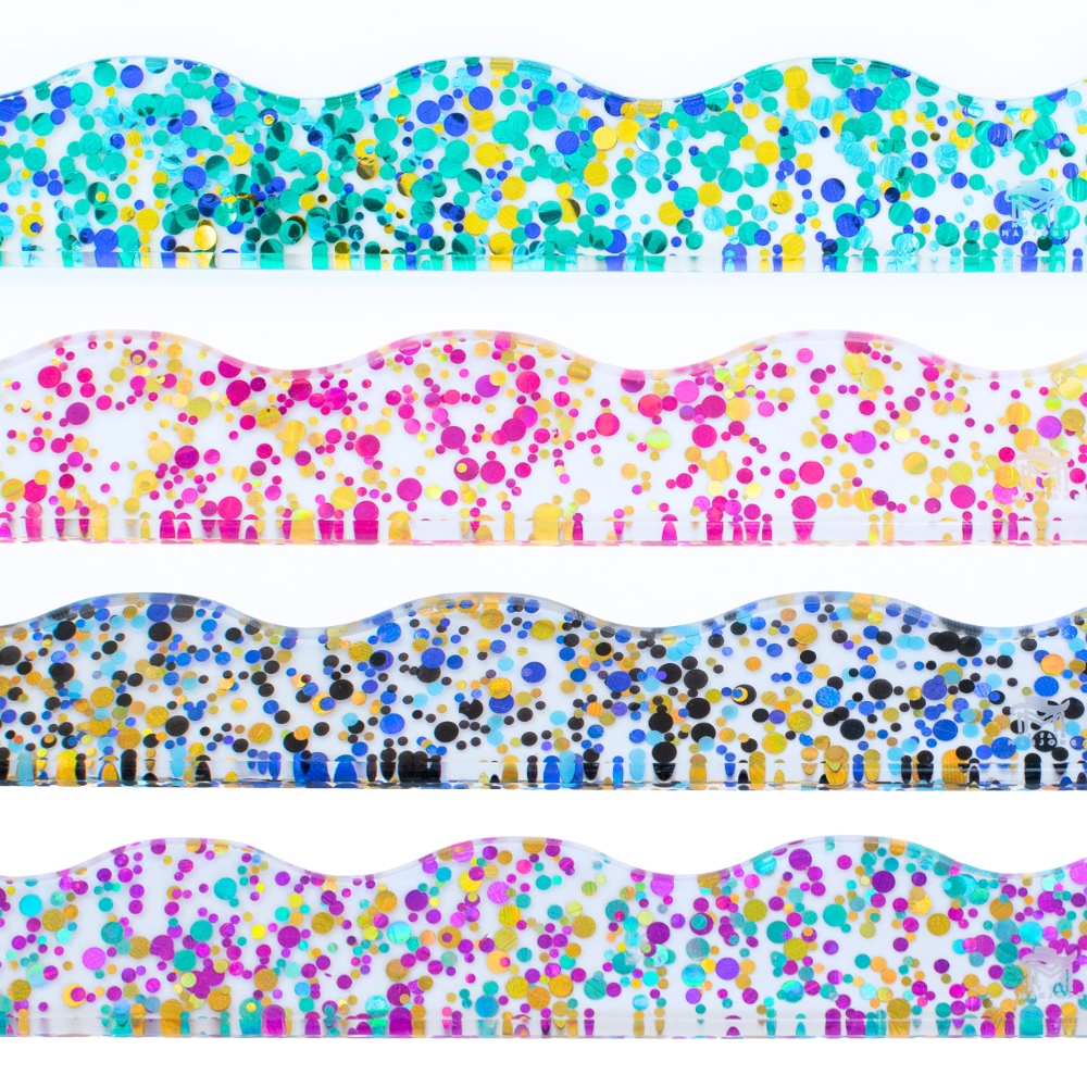 My Fair Mahjong - MAHJONG RACK PUSHERS - MAGNETIC  |  Premium Acrylic  |  Set of 4: Confetti-Wavy-Pink