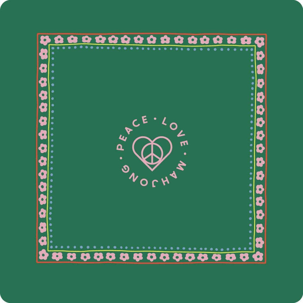 Peace Love Mahjong - Mats: Dark Green with Pink Flowers