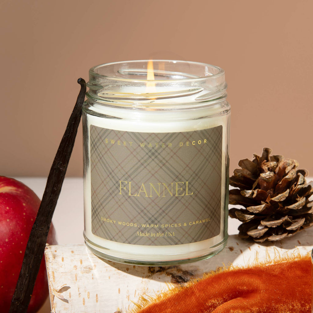 Flannel 9 oz Soy Candle (Gold Foil)- Fall Home Decor & Gifts