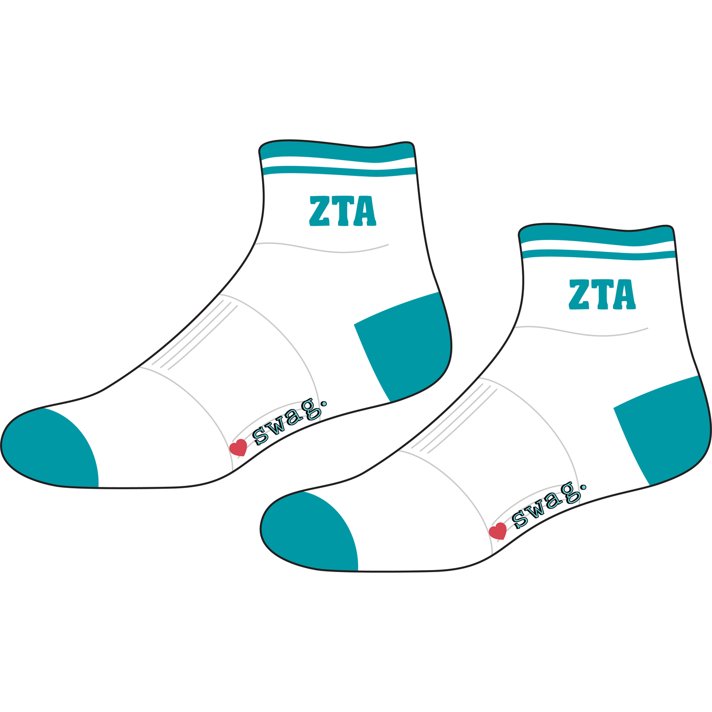 Zeta Tau Alpha Quarter Sock
