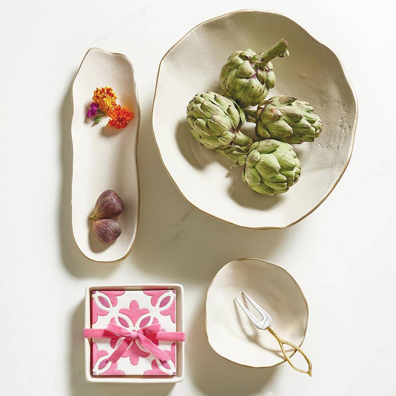 Santa Barbara Design Studio by Creative Brands - Ceramic Napkin Tray + Napkins - Moroccan Tiles: Material