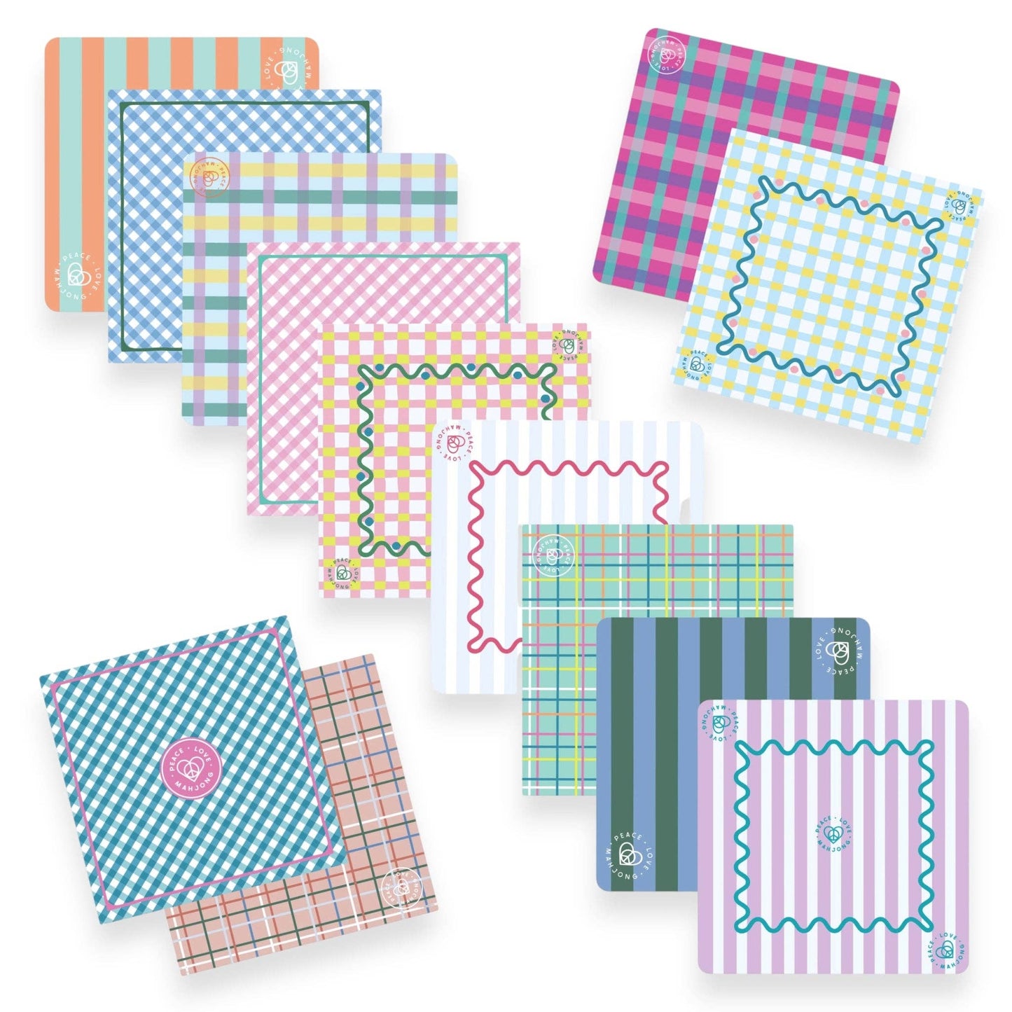Peace Love Mahjong - Mahjong Mats - Plaid & Stripes: Whimsy Plaid - Seaside Spritz