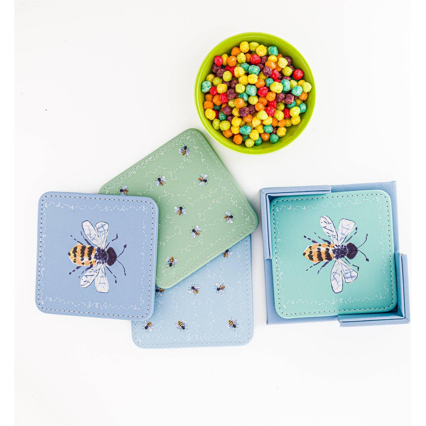 Bee Happy Coasters Set of 4