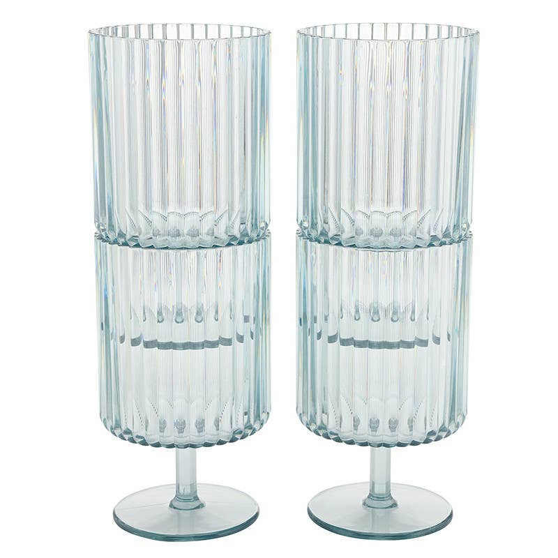 Stackable Acrylic Wine Goblet - Dock Tails - Set of 4: Glass: 5.75" H x 2.75" Dia, 15 oz