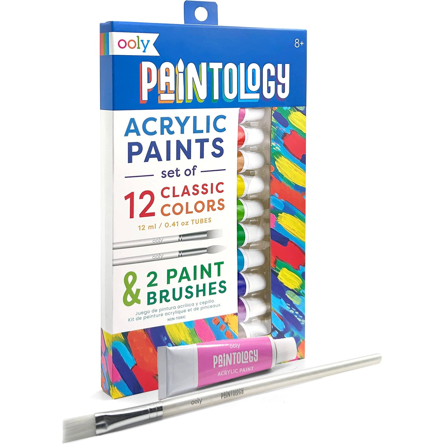 Paintology Acrylic Paints + 2 Brushes - Classic Colors