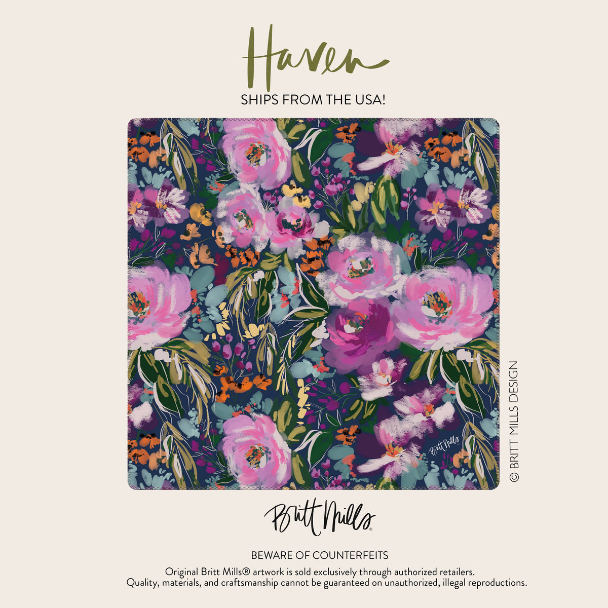 Britt Mills Design -Neoprene Mahjong Mats : Haven
