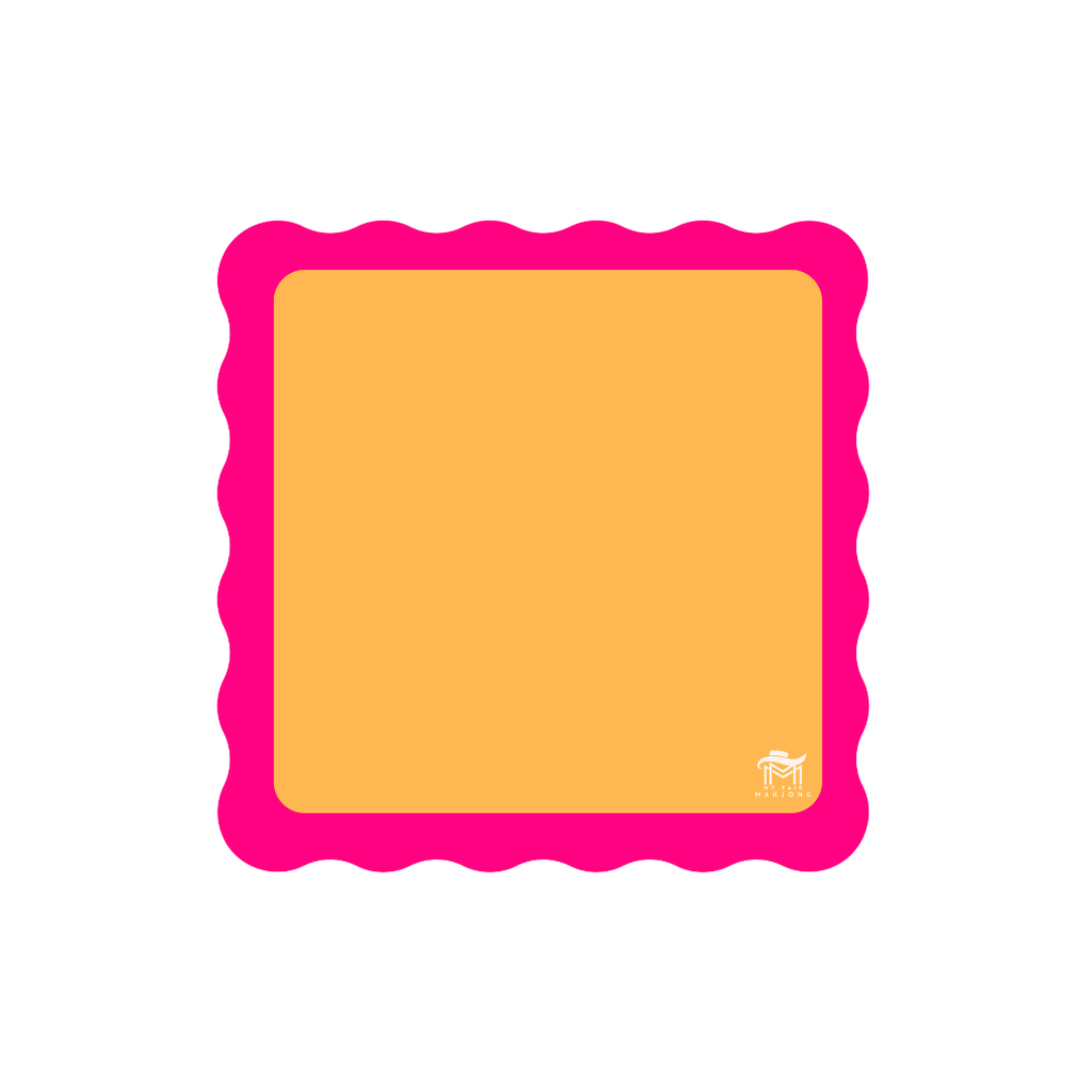 My Fair Mahjong - MINI MAHJONG MAT  |  Orange Center- Pink Scallop