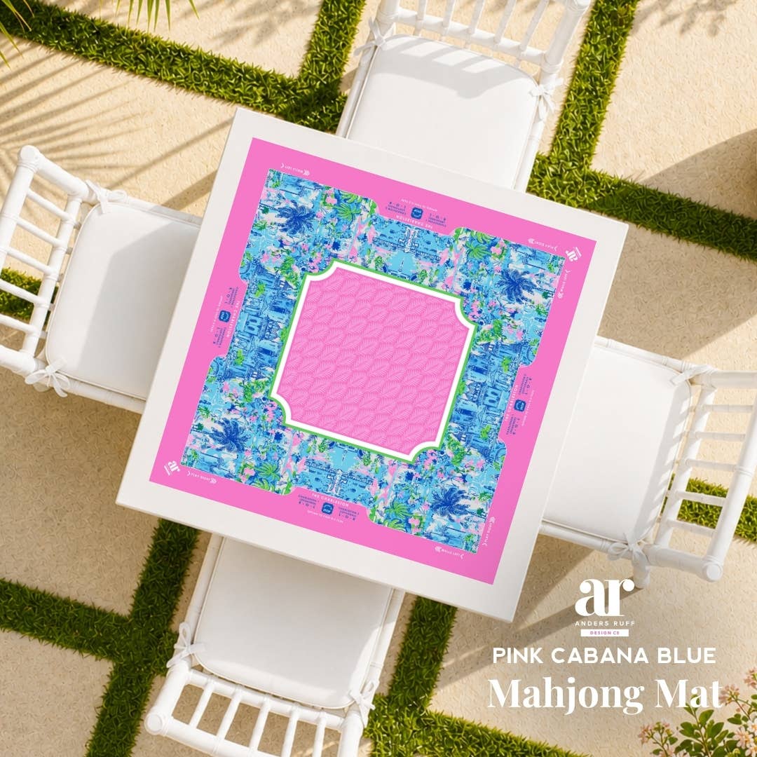 Anders Ruff Design Co. - NEOPRENE Palm Beach Collection Mahjong Mat |  Pink Cabana Blue
