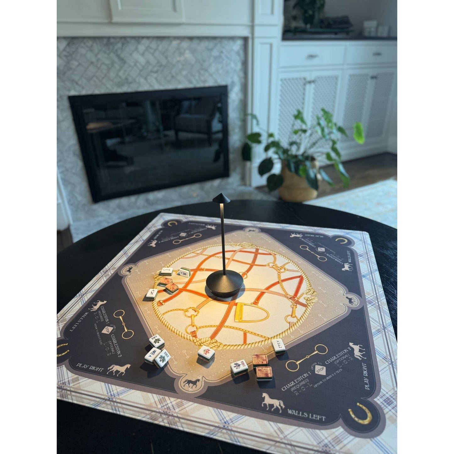 Anders Ruff Design Co. - Saddles & Silk Mahjong Mat | The Equestrian Collection: 33" x 33"
