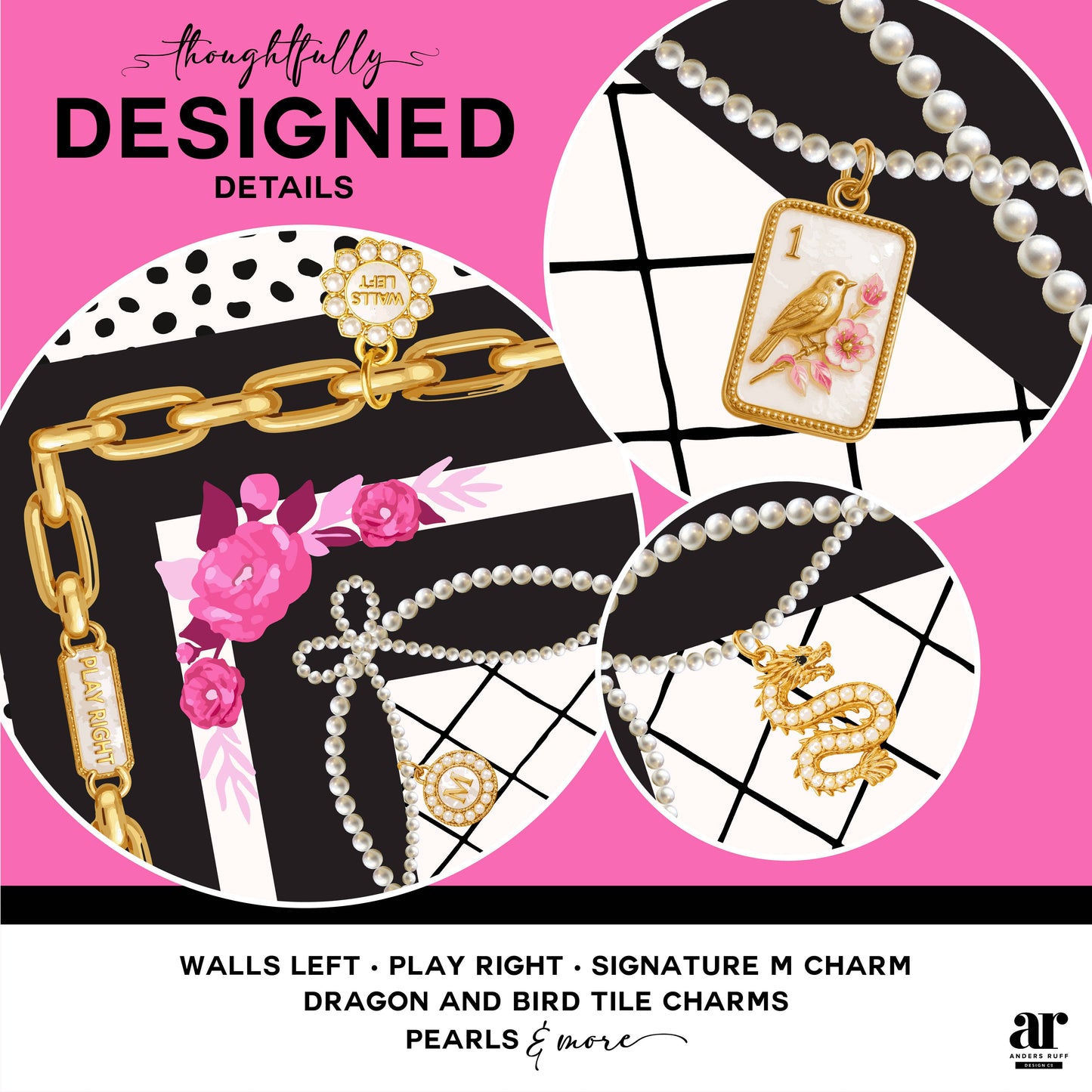 Anders Ruff Design Co. - Bamboo Blossom Mahjong Mat – Eau de Mahj Collection: 33" x 33"