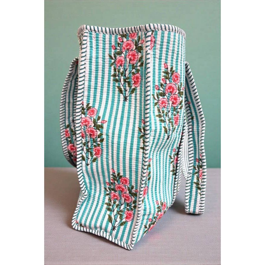 Nash Grey - Cottage Garden Blue Striped Tote Bag