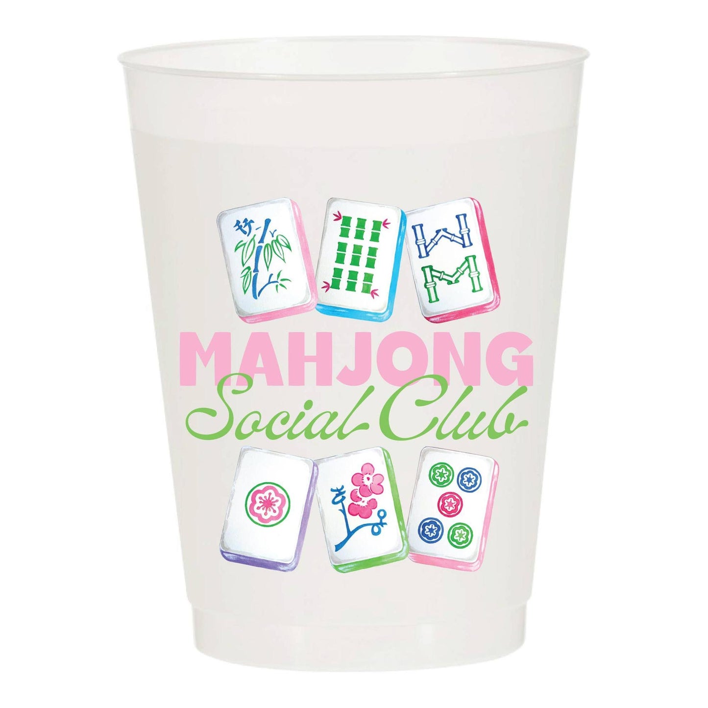 Mahjong Social Club Frosted Cups - Set of 6