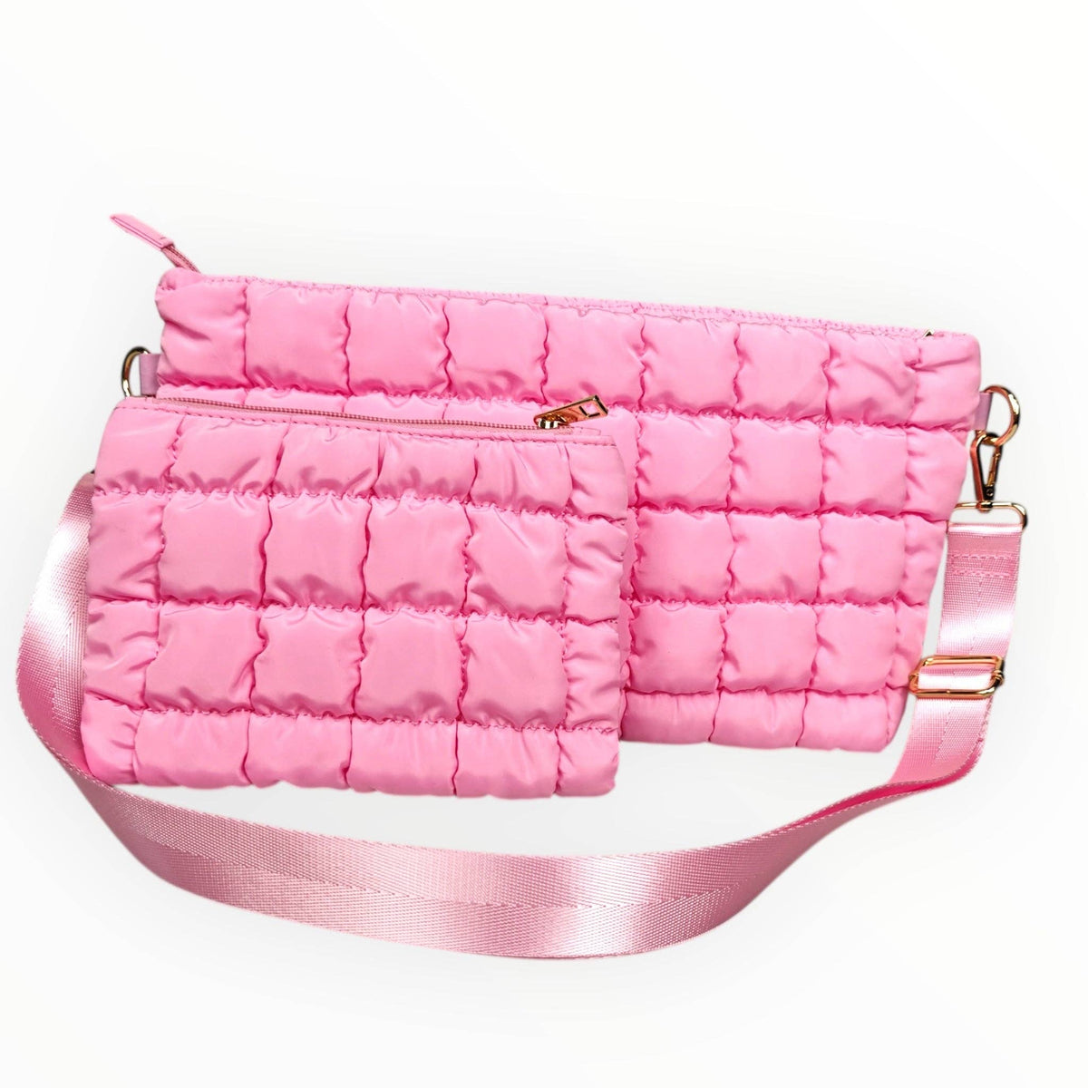 Peace Love Mahjong - Crossbody Travel Set Bag & Tile Pouch: Light Pink