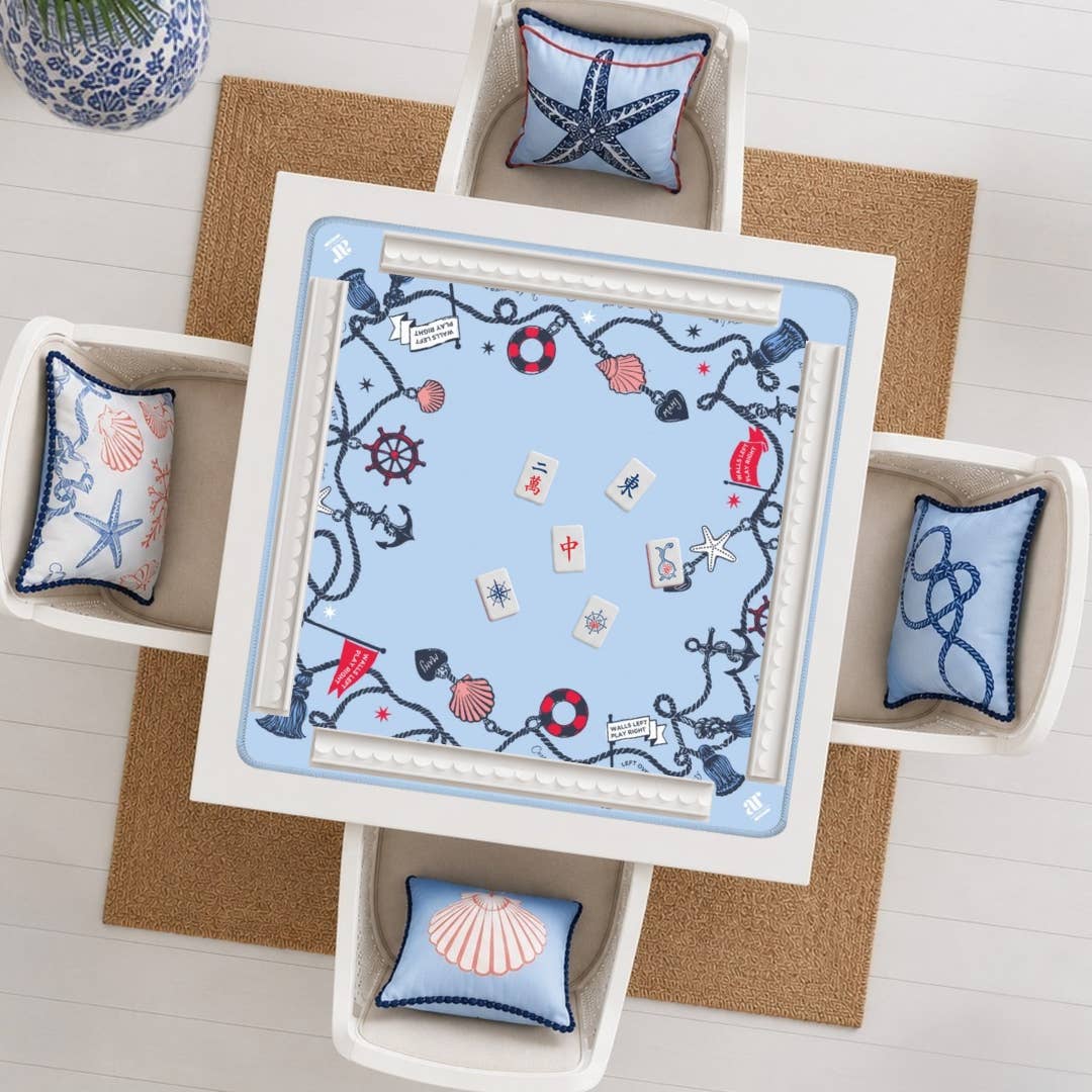 Anders Ruff Design Co. - Neoprene Coastal Charm Mahjong Mat – Beach Lake Nautical