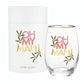 Gold Foil Stemless Wine Glass - Oh My Mahj: 17oz, 4.5" H