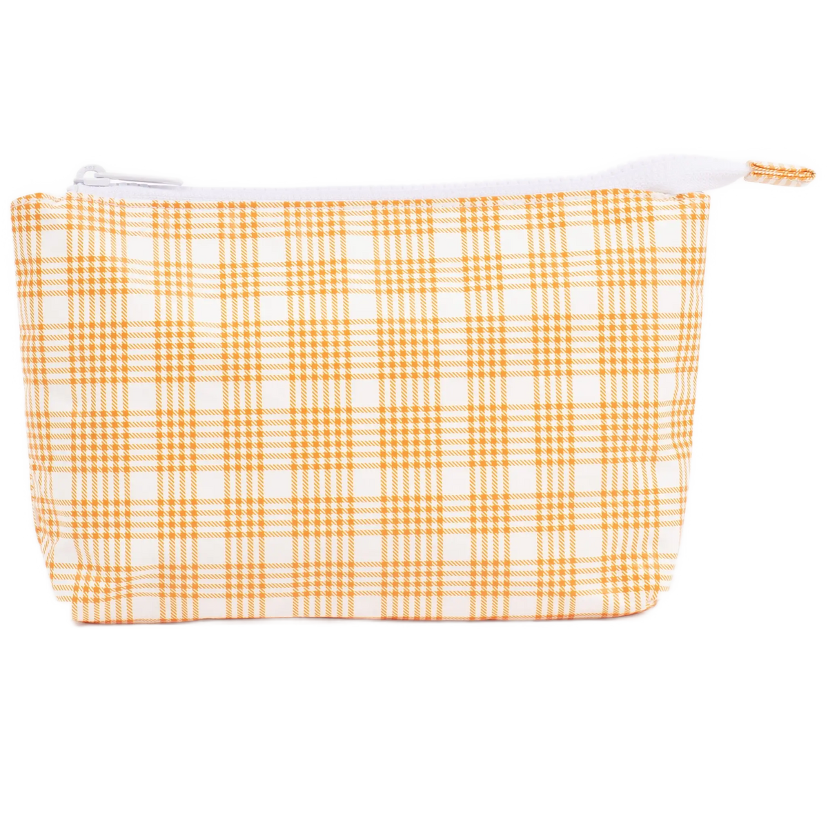 Small Tyvek® Zipper Pouch | Orange Plaid