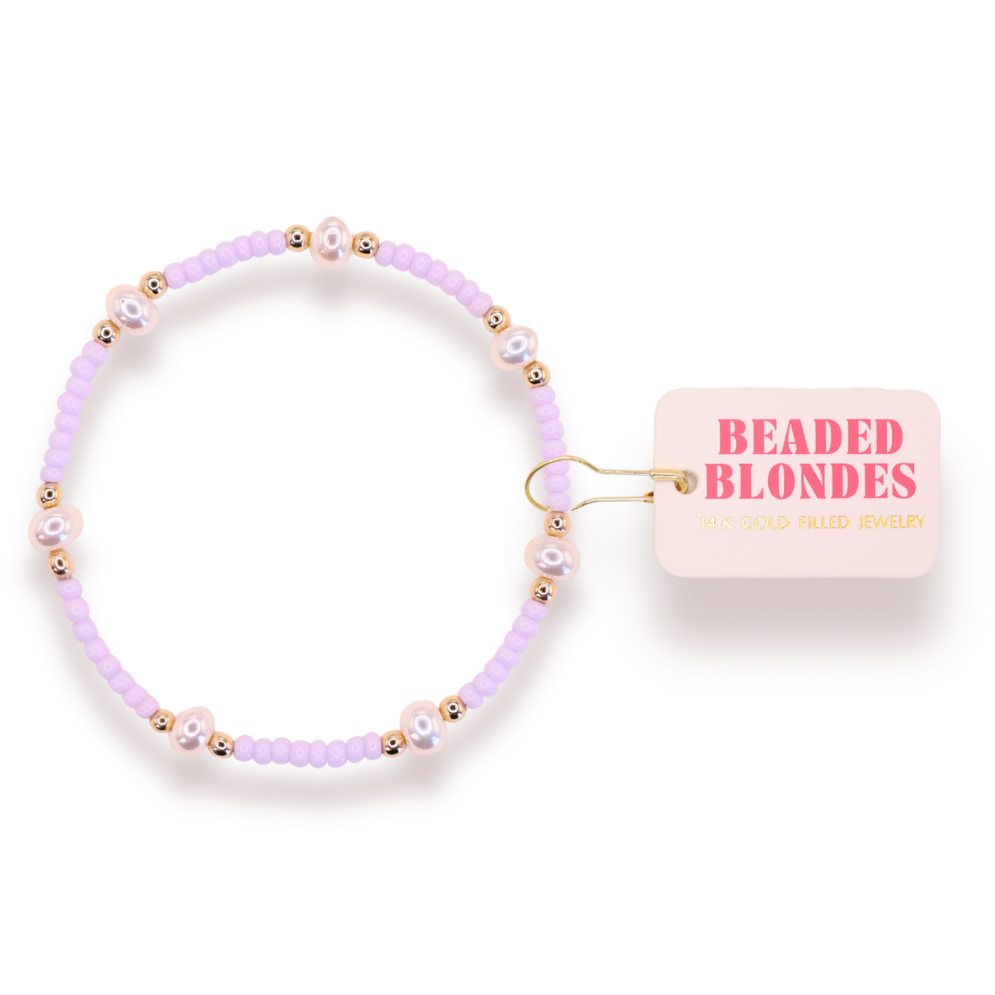 Beaded Blondes - Lilac Pearl Bracelet: Standard 6.75 inch