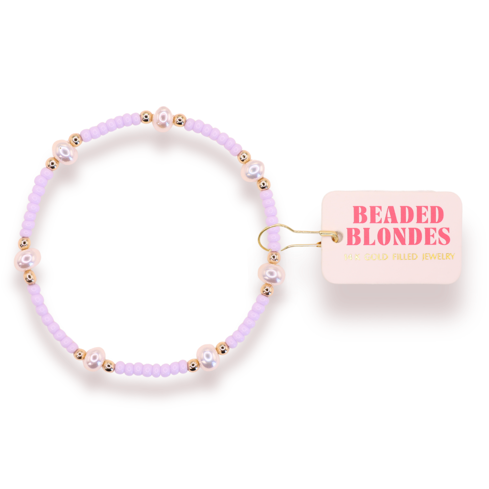 Beaded Blondes - Lilac Pearl Bracelet: Standard 6.75 inch