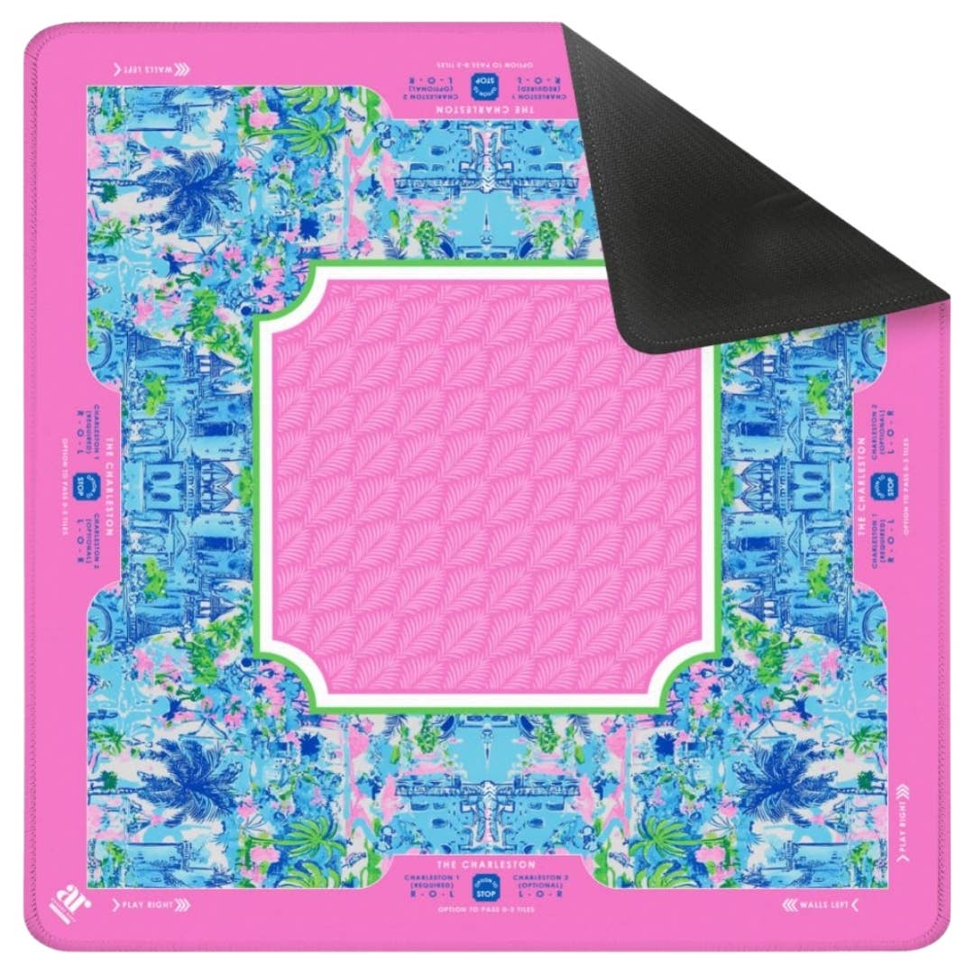 Anders Ruff Design Co. - NEOPRENE Palm Beach Collection Mahjong Mat |  Pink Cabana Blue