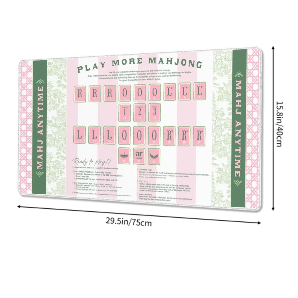 Anders Ruff Design Co. - Mahjong Practice Mat | Strategy, Charleston, Training,: Blue Palm