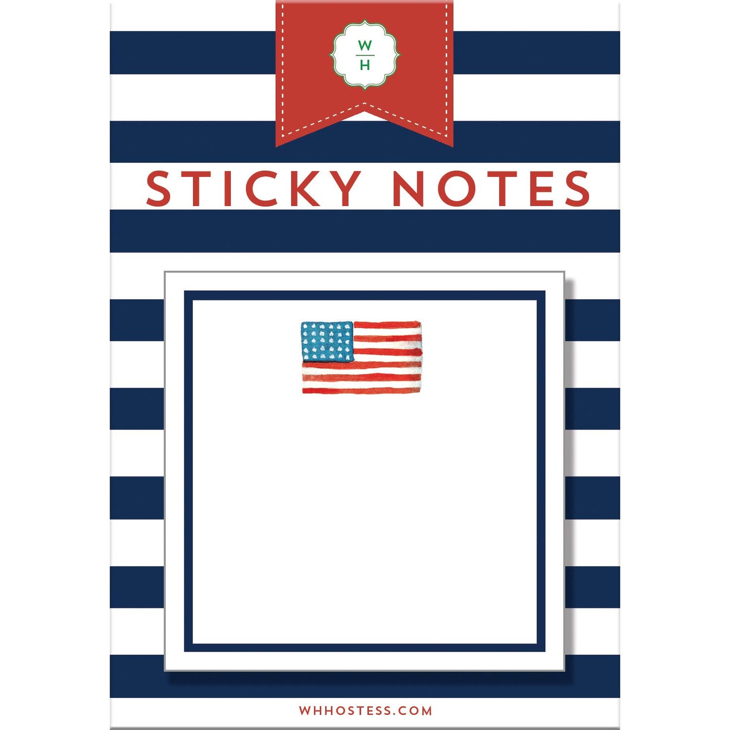 WH Hostess Social Stationery - American Flag Single Sticky Notes