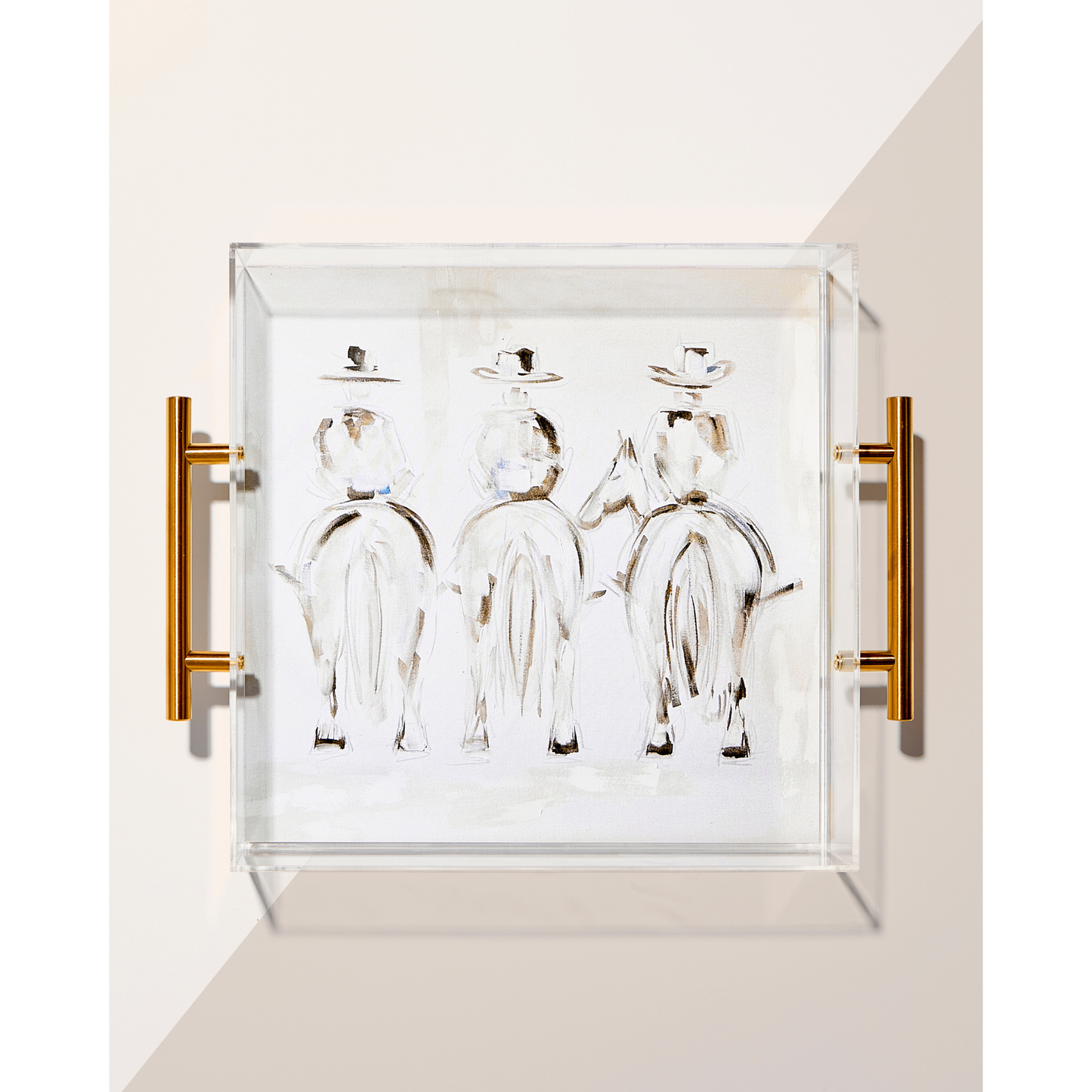 Three Amigos Acrylic Tray With Gold Handles