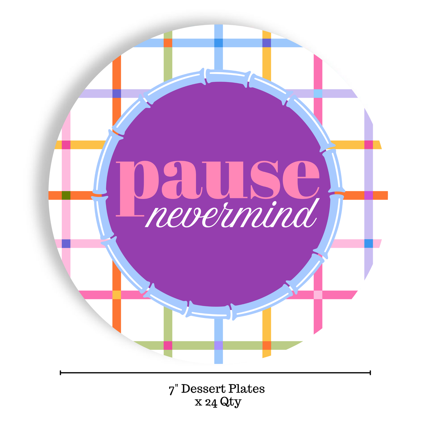 Mahjong Appetizer Plates “Pause Nevermind” 7" Paper Plates - Fabuplates