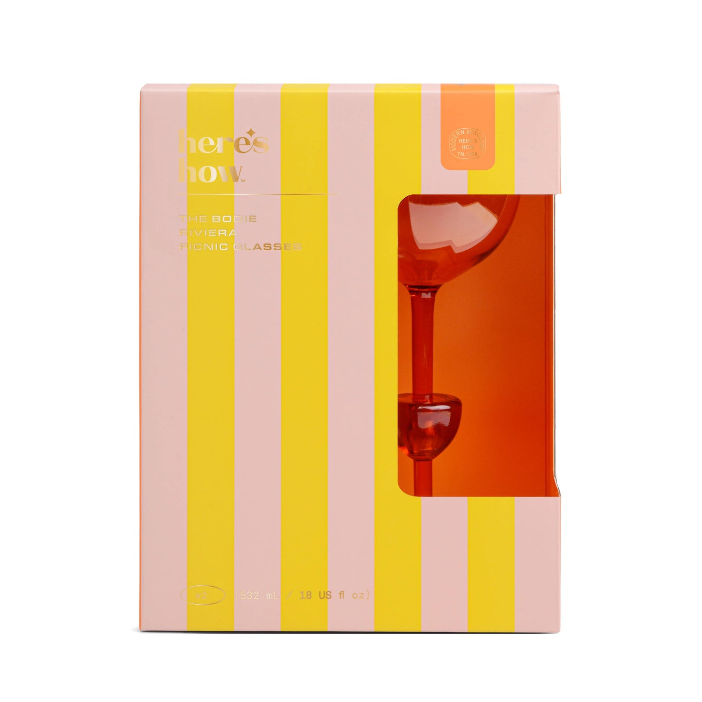 Here's How - The Bodie Riviera Glass - Set of 2 Orange