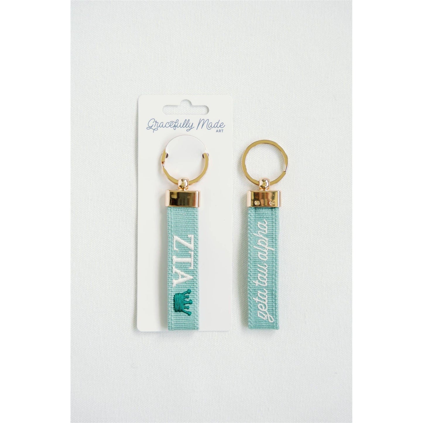Gracefully Made Art - Zeta Tau Alpha Embroidered Keychain, Sorority