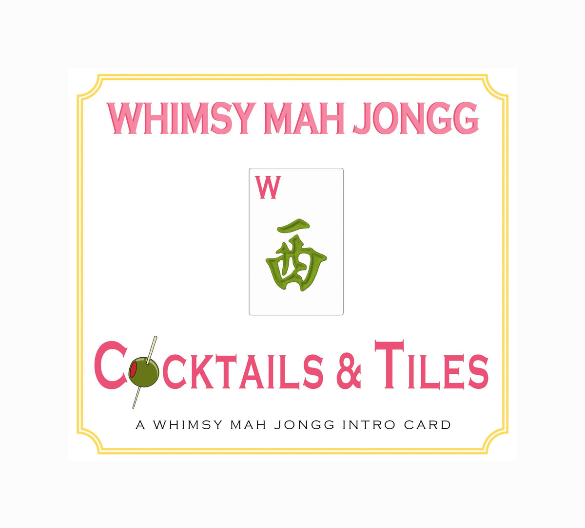 Whimsy Mah Jongg - COCKTAILS & TILES Themed Mahjong Card