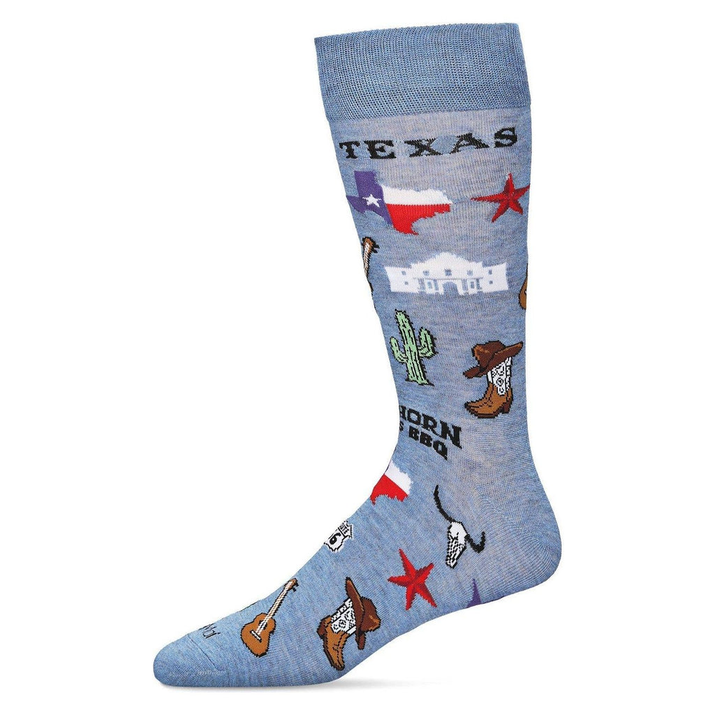 Men's Don't Mess With Texas Bamboo Blend Novelty Crew Sock: 10 13 / Denim Heather