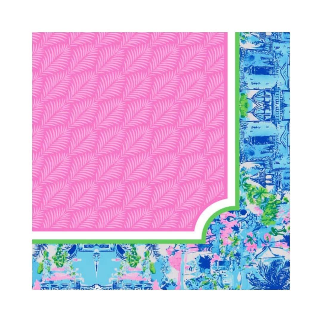 Anders Ruff Design Co. - NEOPRENE Palm Beach Collection Mahjong Mat |  Pink Cabana Blue