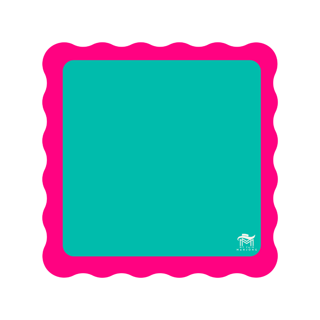 My Fair Mahjong - Green Center- Pink Scallop Mahjong Mat