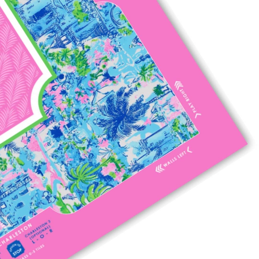 Anders Ruff Design Co. - NEOPRENE Palm Beach Collection Mahjong Mat |  Pink Cabana Blue