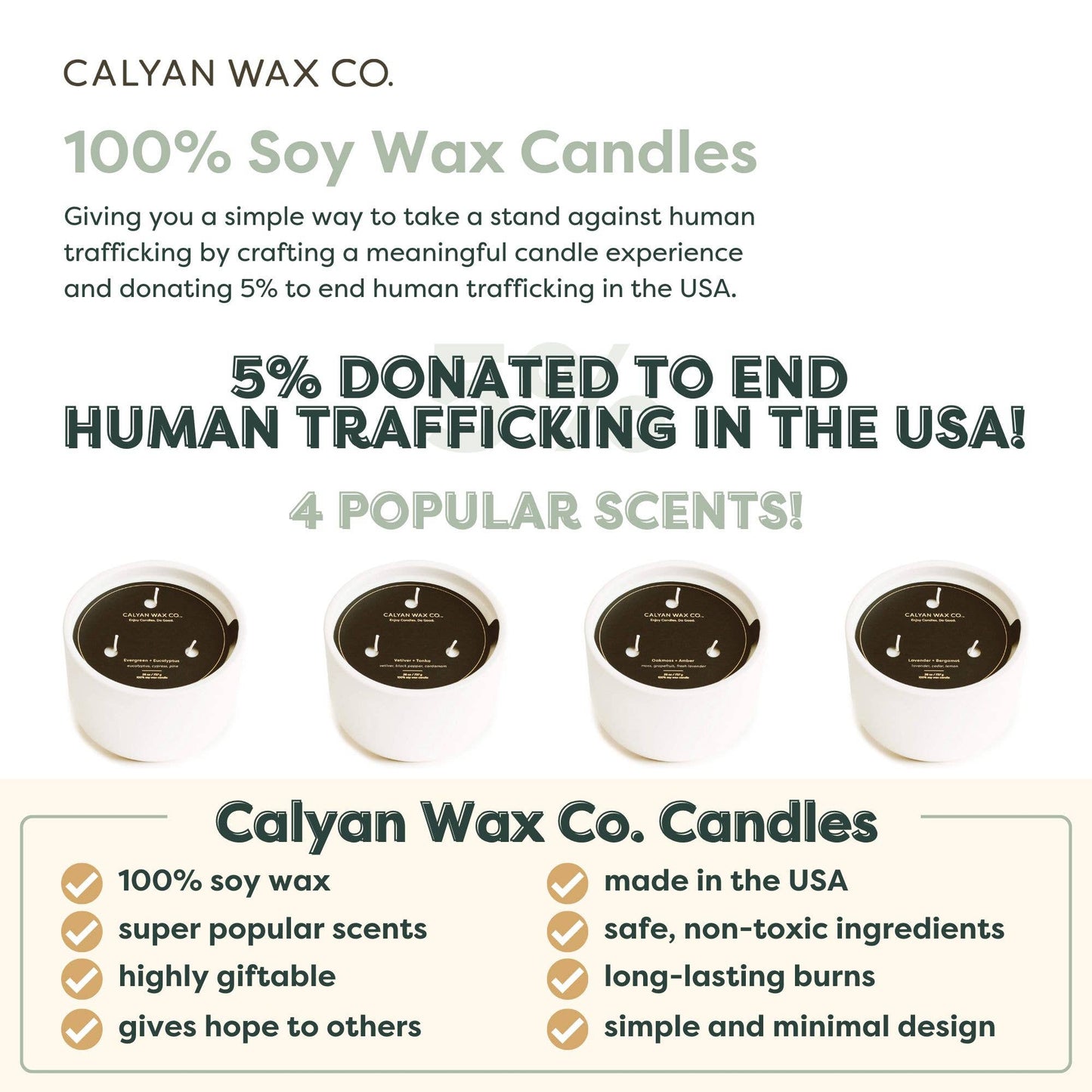Calyan Wax Co. - Evergreen + Eucalyptus - 3 Wick Ceramic Soy Candle