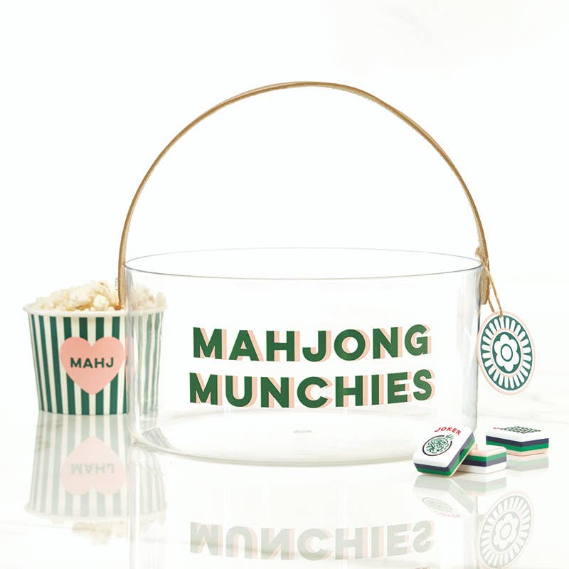 Mahj Acrylic Party Bucket - Mahjong Munchies: 8.25" Dia x 4" H