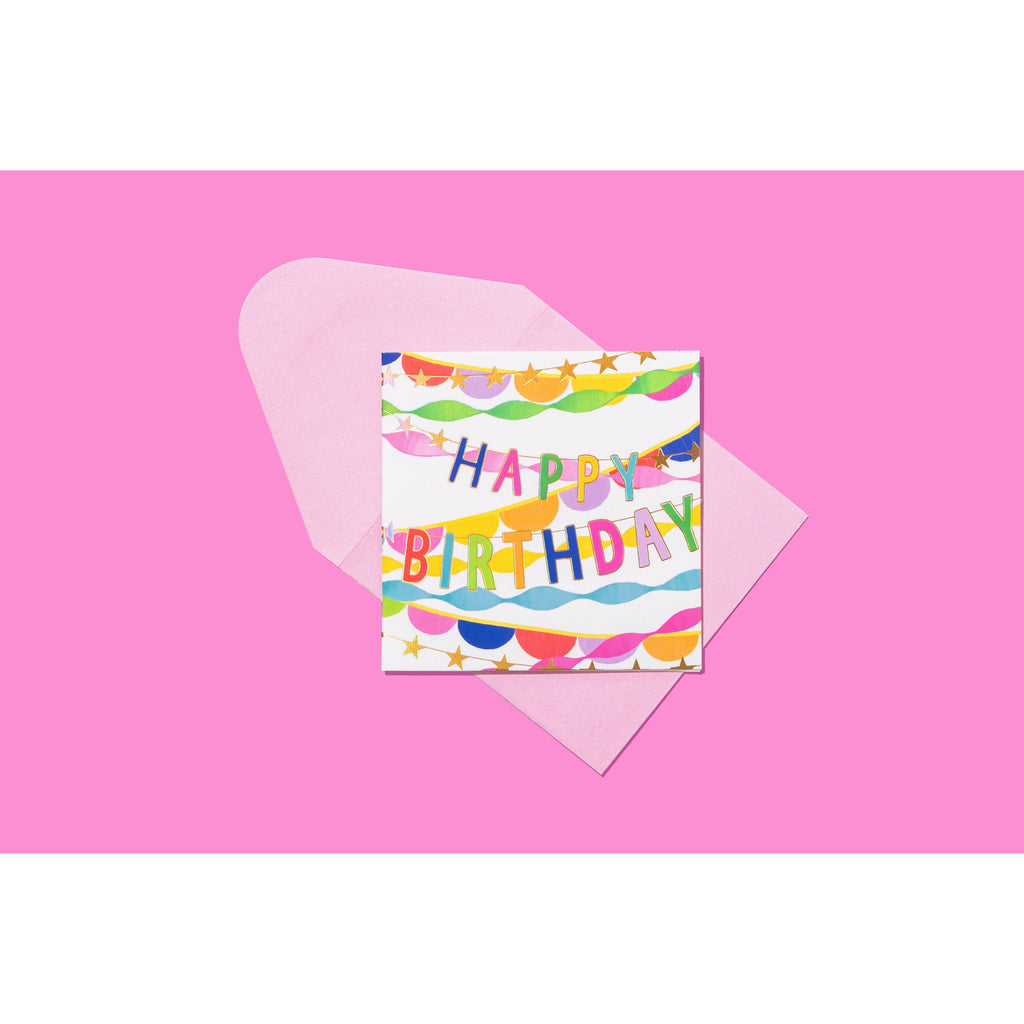 Gift Enclosure Card - "Happy Birthday" - Streamers