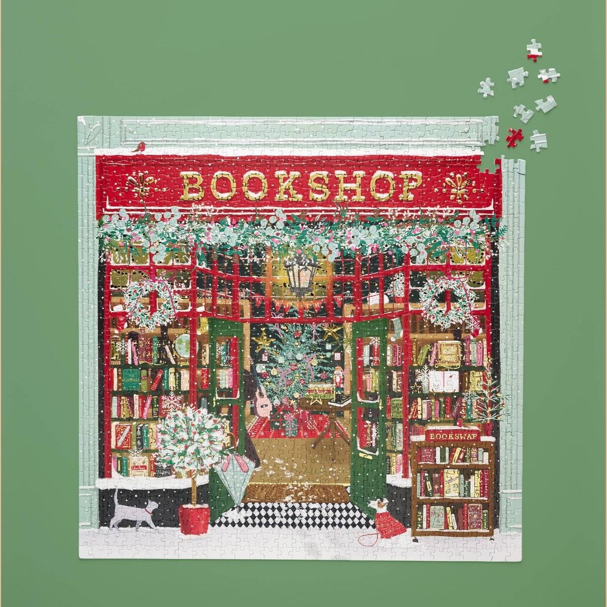 Festive Bookshop Gold Foil Puzzle