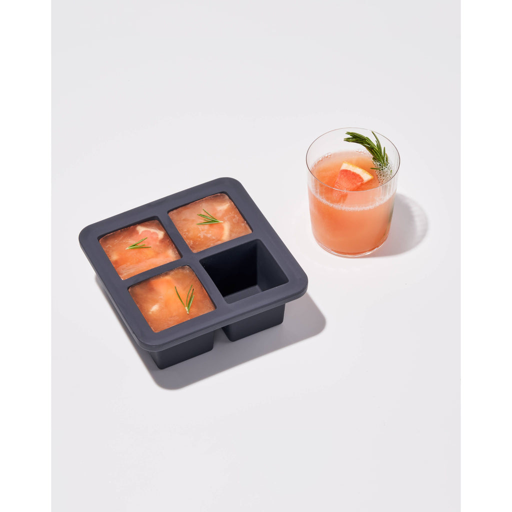 Extra Large XL Cocktail Cube Silicone Ice Tray: Charcoal