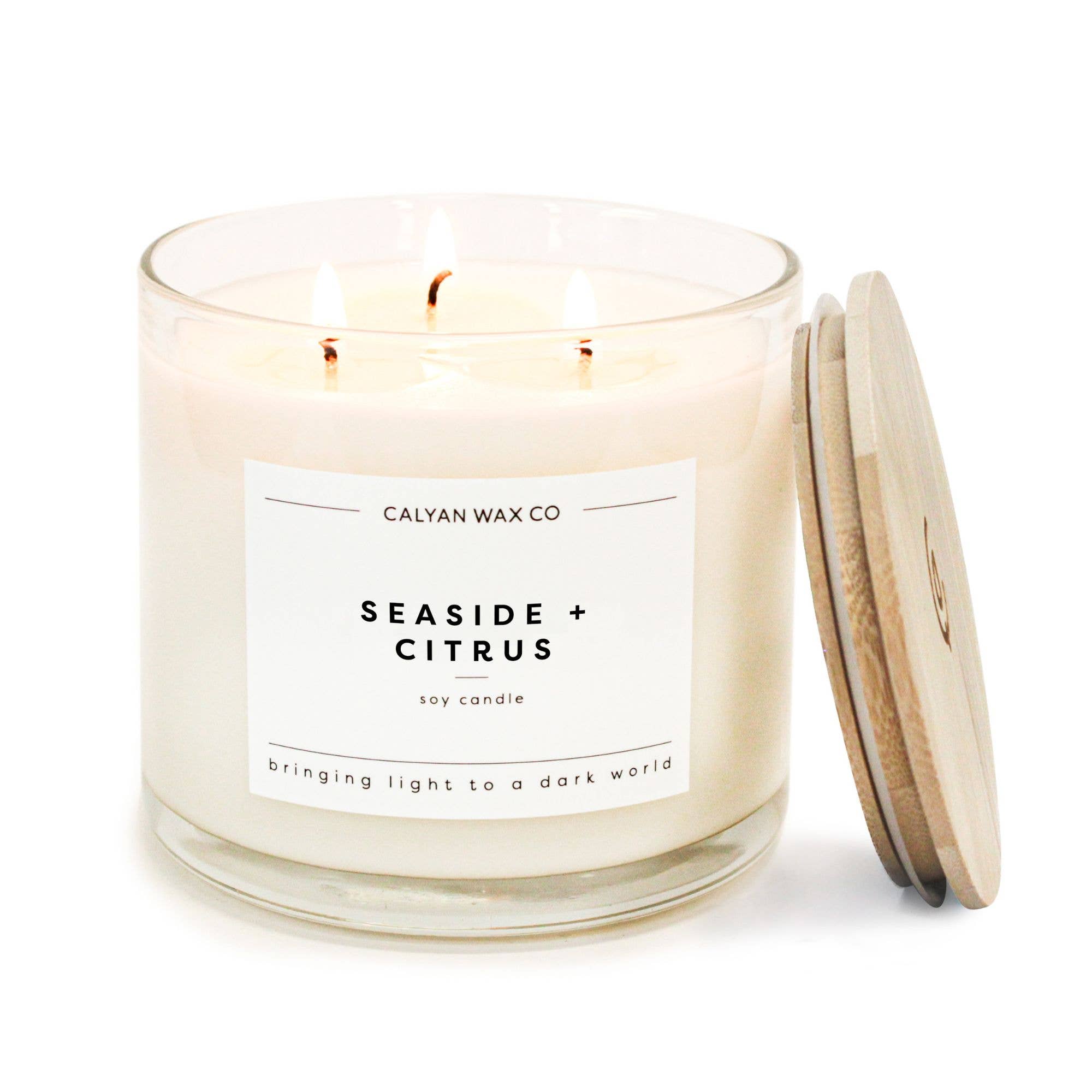 Calyan Wax Co. - Seaside + Citrus - 3 Wick Clear Glass Tumbler Soy Candle