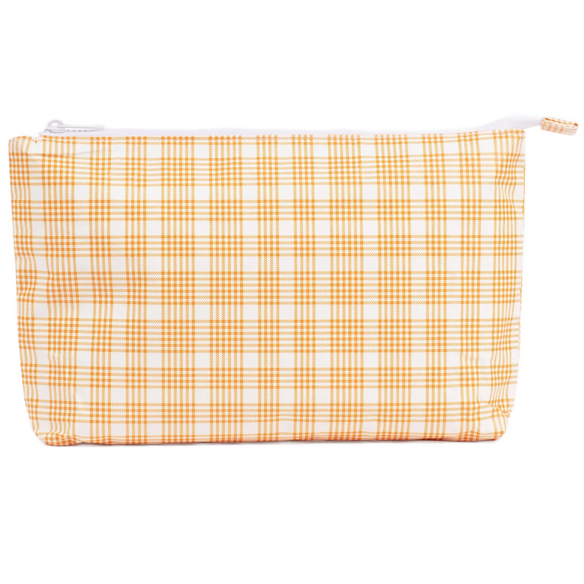 Medium Tyvek® Zipper Pouch | Orange Plaid