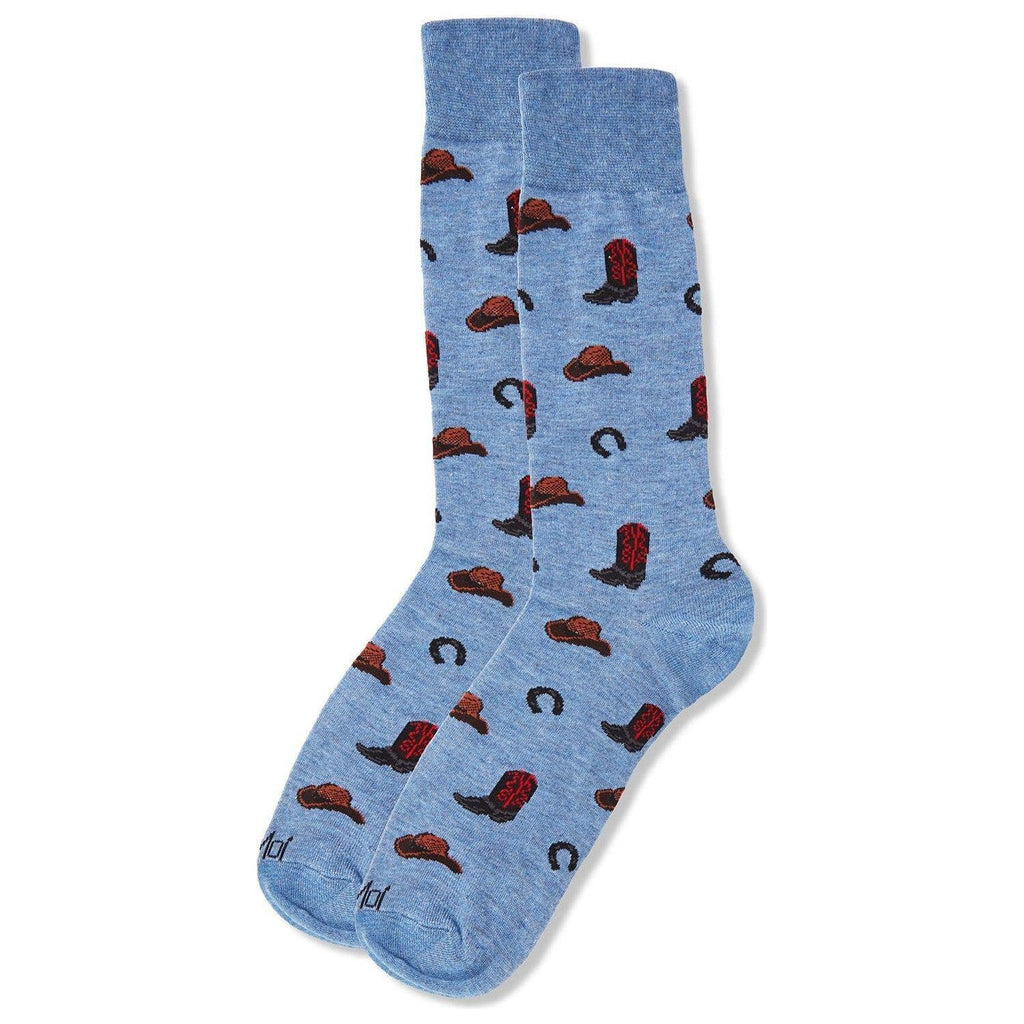 Cowboy Bamboo Blend Men's Crew Socks: Denim Heather / 10 13