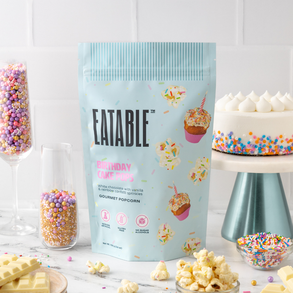 Birthday Cake Pops  - White Chocolate Rainbow Popcorn: US Package