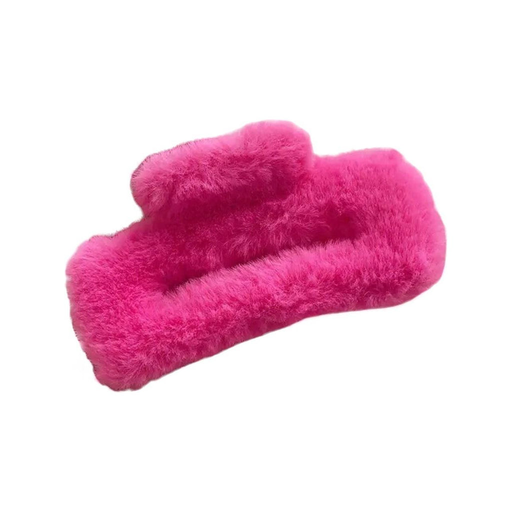 Furry Fuzzy Large Hair Claw Clips in Pink & Purple (set of 2)