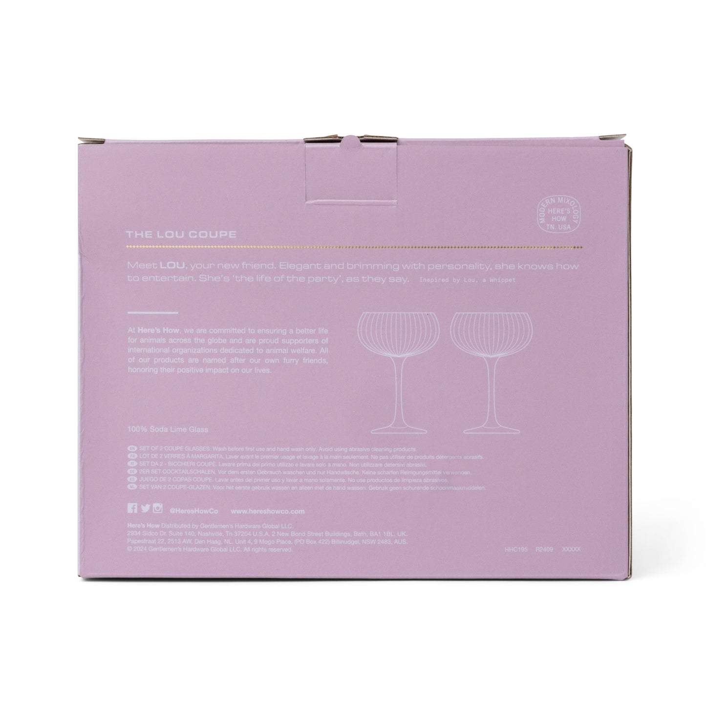 Here's How - The Lou Coupe Glass - Set Of 2 Lilac