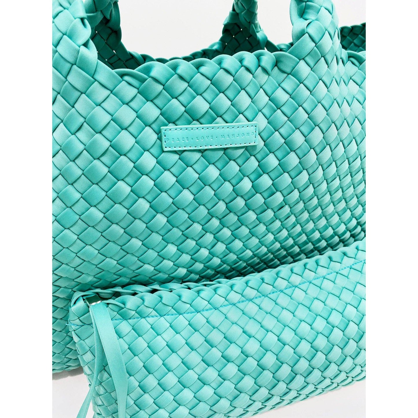 Peace Love Mahjong - Woven Mahjong Carryall -: Navy
