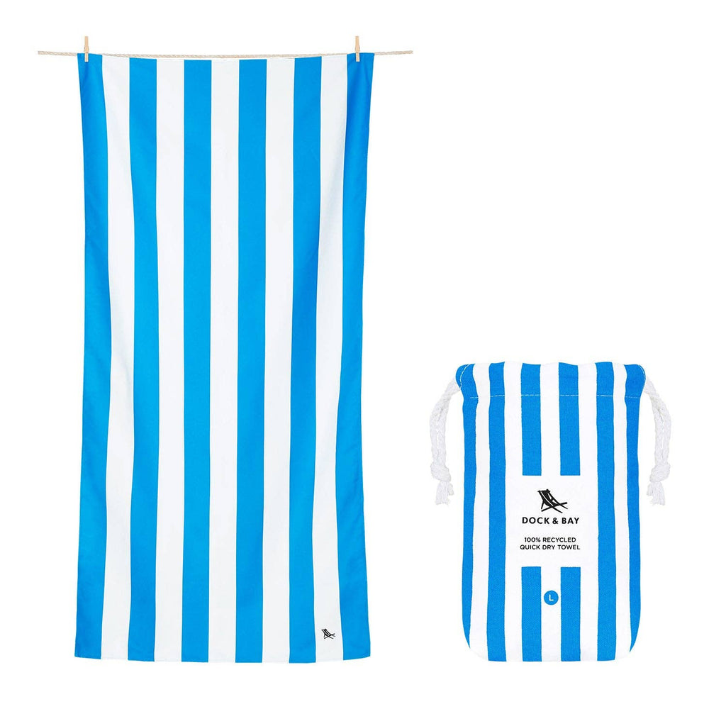 Dock & Bay Quick Dry Towels - Cabana - Bondi Blue: Large (63x35")