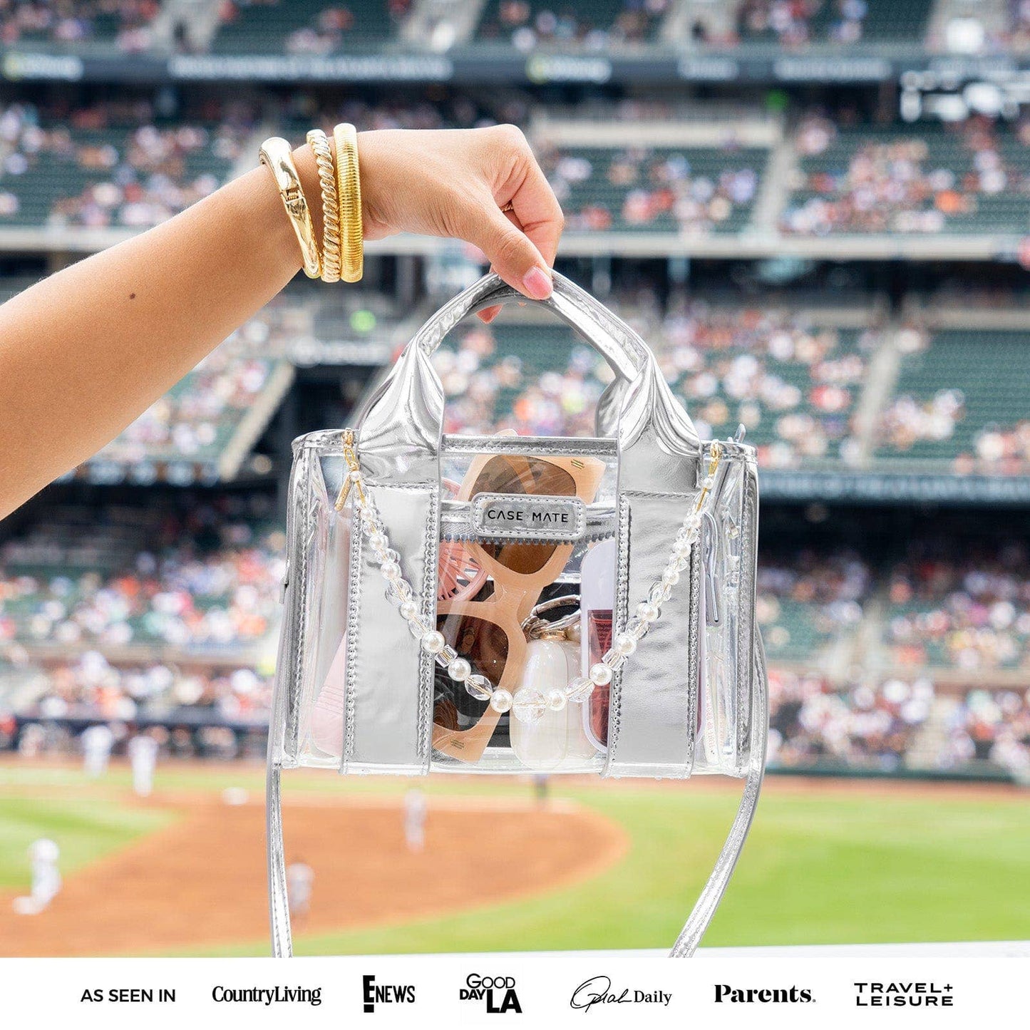 Case-Mate - Case-Mate Clear Stadium Bag: Silver Chrome