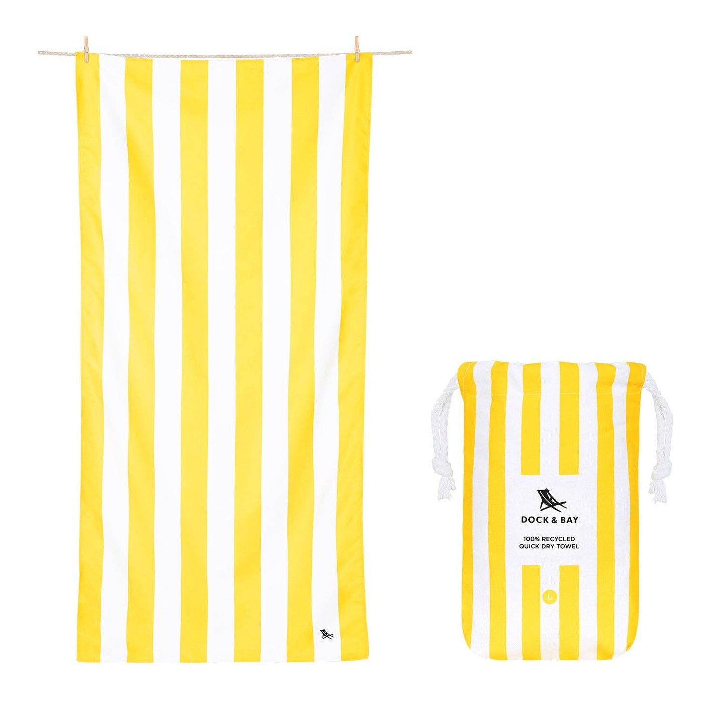 Dock & Bay USA  Quick Dry Towels - Cabana - Boracay Yellow: Large (63x35")