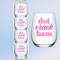 Fabuplates - Mahjong Stemless 4 ct Set Wine Glasses "Dot Crack Bam"